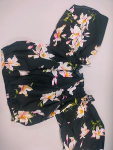 Unused Black Crep Top | Off Shoulder