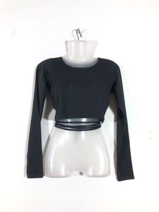 Black Long Sleeve Crop Top