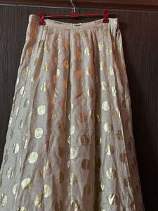 Gold Polka Dot Midi Skirt