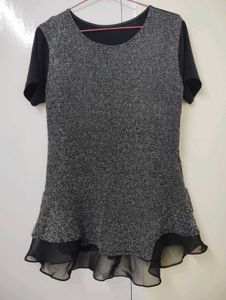 Glitter Tweed Peplum Top