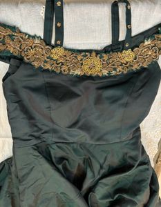 Bottle Green Flared Gown ✨