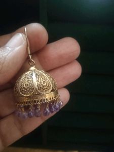 92.5 Silver Filigree Amethyst Jhumkies