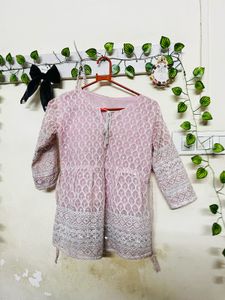 Pink Embroidered Kurta
