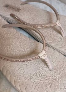 Zudio Beige Flip Flops With Stone Detailing
