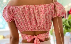 Pink Leopard Print Crop Top
