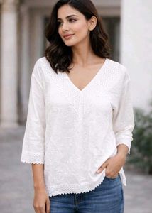 Elegant White Embroidered Top
