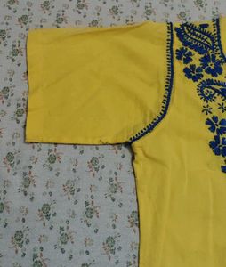 Yellow Embroidered Tunic Top