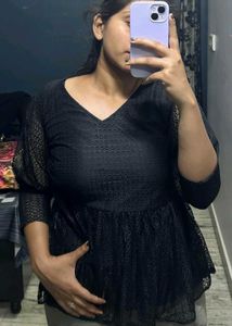 Black Lace Peplum Top