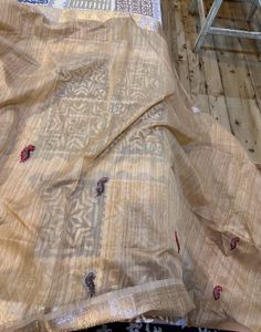 Elegant Beige Linen Saree