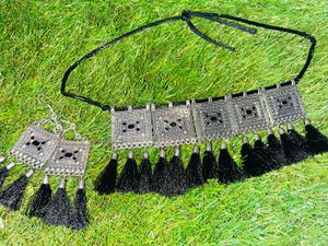 Silver Boho Choker & Tassel Earring Set