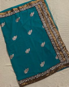 New Green Saree With Blouse