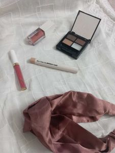 Lipgloss, brow palette, lipsticks, headband