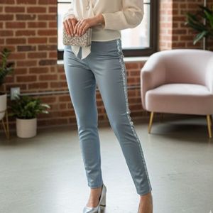 Blue Sequin Detail Trousers