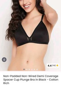 Non-Padded Non-Wired Black Cotton Rich Bra