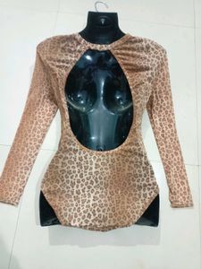 Leopard Print Mesh Bodysuit Free Size M,L