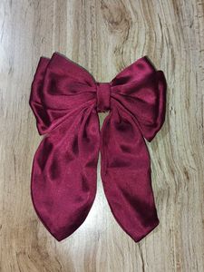Maroon Bow Hair Clip
