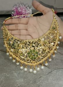 Mint Green And Golden Neck Set.