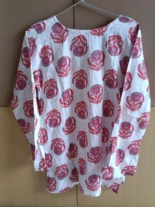 Jaipuri Style White Tunic Top