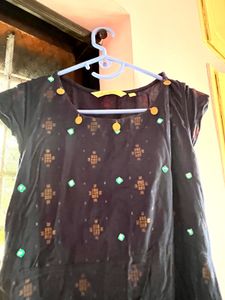 Blue Embroidered Used Top
