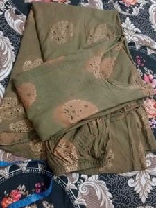 Olive Green Printed Suit