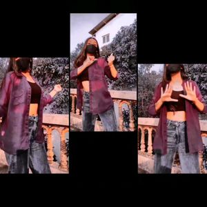 Transparent Classy Shirt Purple Colour For Girls