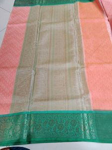 Elegant light orange &amp; Green Saree