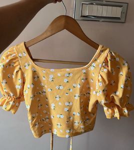Floral Yellow Crop Top