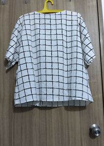 White Checkered Top