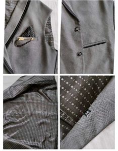 Partywear Men Grey RegularFit V-neck 3 Piece Suit