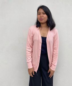 Peach Solid Cardigan