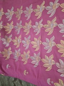 Pink Georgette Saree With Zari Border