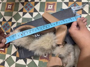 Chic Fur Strap Nude Heels