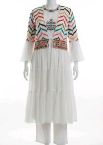 Elegant White Embroidered Dress Set