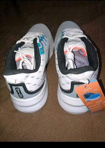 New White &amp; Teal Athletic Running Shoes