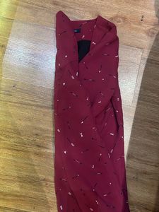Burgundy Blazer with Print