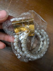 Combo Of White Pearl &amp; Grey Metal Earring