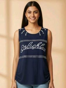 ‼️FREE DELIVERY‼️ Navy Graphic Tank Top