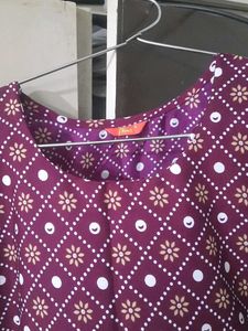 Purple Printed Kurti With Sleeves