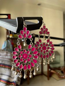 Magenta Oxidised Earrings