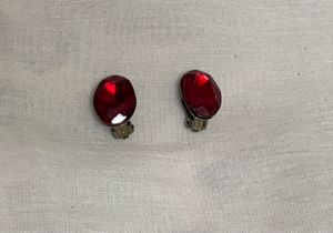 Red Stone Clip On Earrings