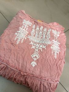 Pink Embroidered Boho Dress