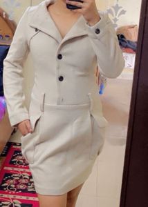 Elegant Beige Coat Dress