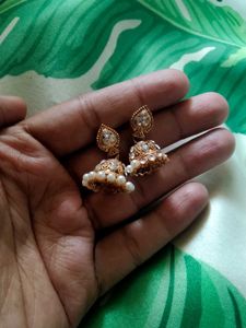 South Indian Earrings/ Jhumka With Cufflinks