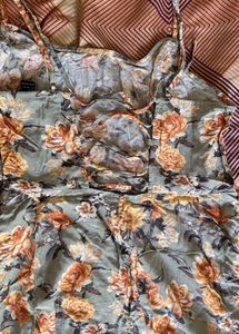 Floral Print Dress With Back Ties