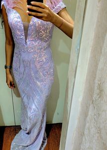 Lavender Sequin Party Evening Gown