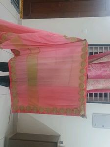 Pink & Gold Embellished Saree