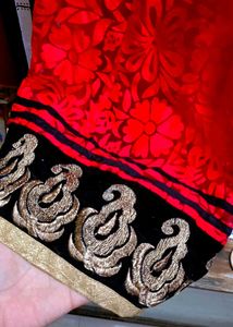 Red &amp; Black Anarkali Gown