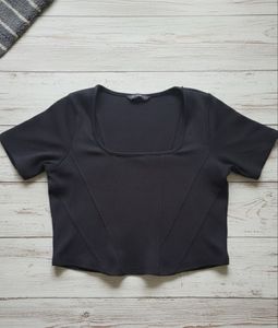 Black Square Neck Crop Top