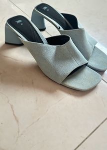 Block Heel Sandals- Denim