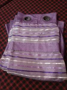 Purple Striped Sheer Window Curtains